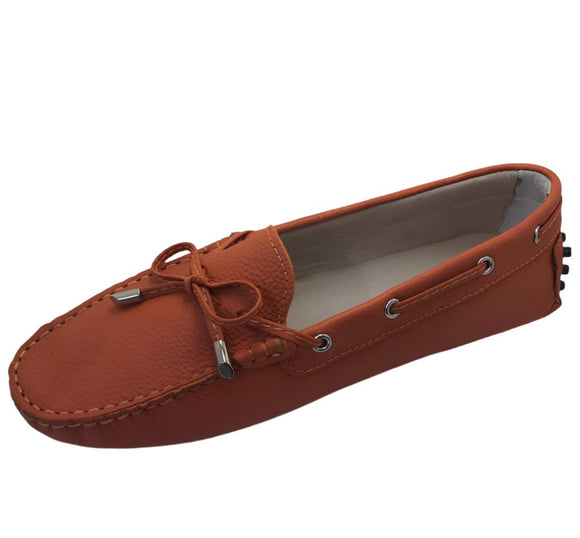 Via Veneto Leather Moccasin 6026 - Orange