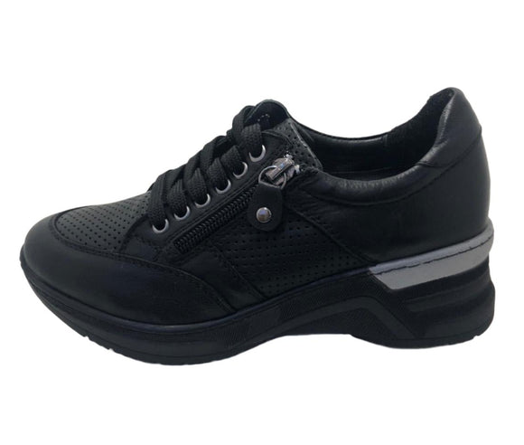 Via Veneto Chunky sneaker with side zip - black