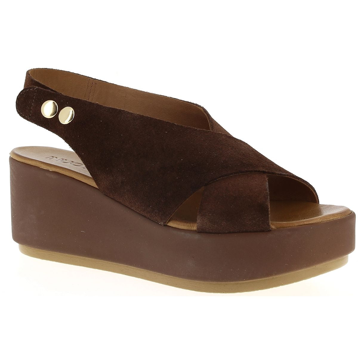 Inuovo 123046 Cross Slip-in Leather Wedge- Brown Suede – My Shoe Shop